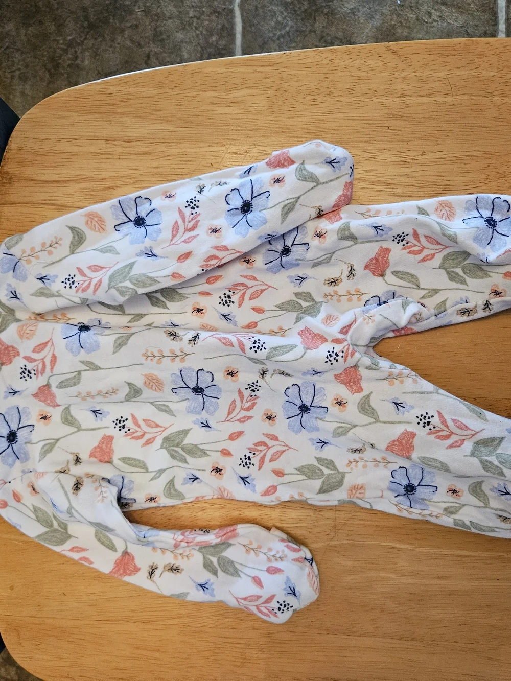 Carter's Floral Footed One-Piece in White, Blue, Coral and Green